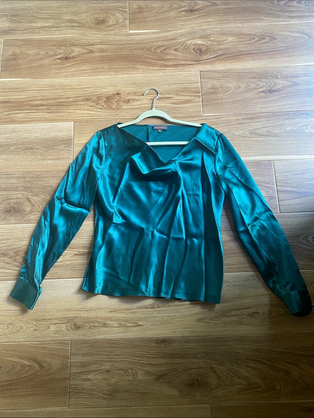Adolfo Dominguez green Satin Cowl-Neck Blouse